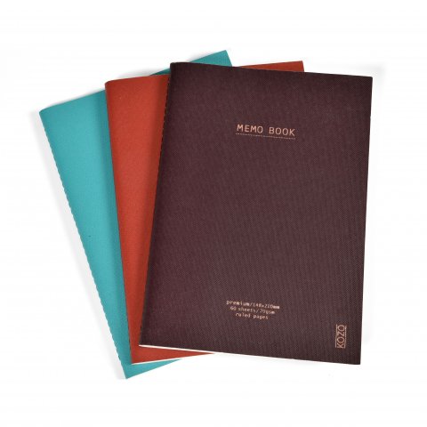 KOZO Notesbog A5 3 Pakke Coffee Bric Steel Blue